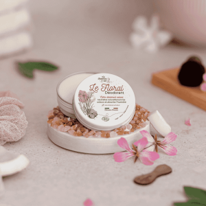 Déodorant solide et efficace de la marque Un Battement d'aile, fragrance Le Floral.